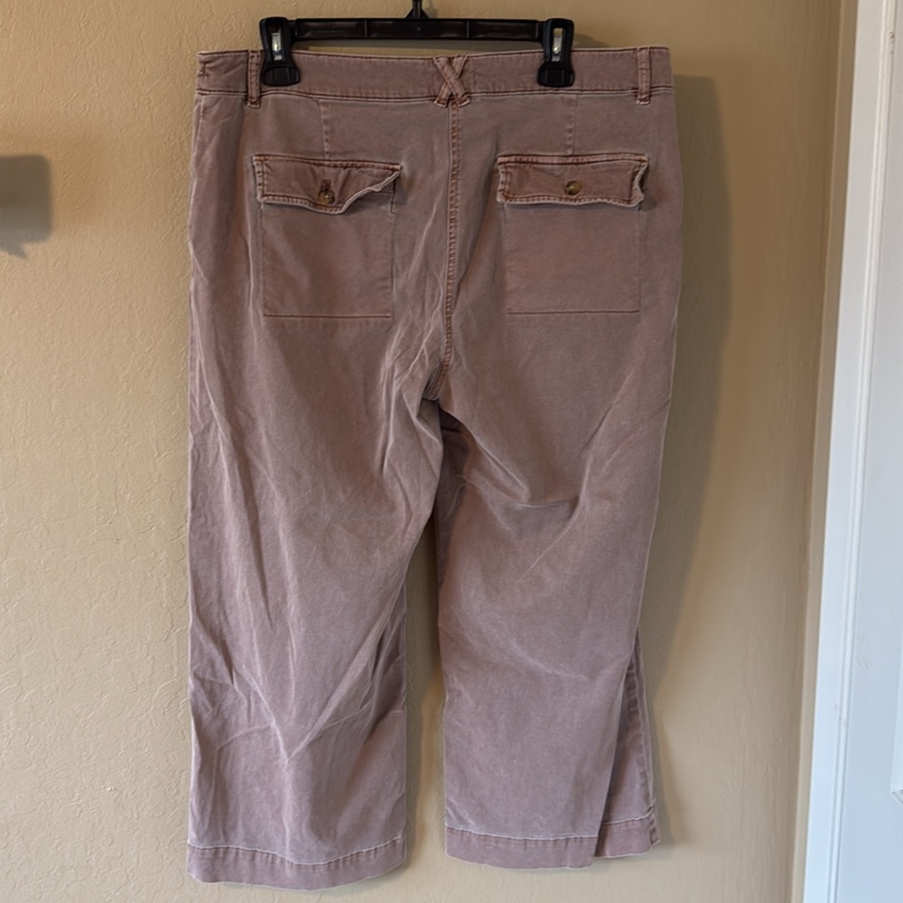 J Jill Women’s Wide Leg Cropped Pants/ Capris washed brown size 14 - Picture 5 of 16